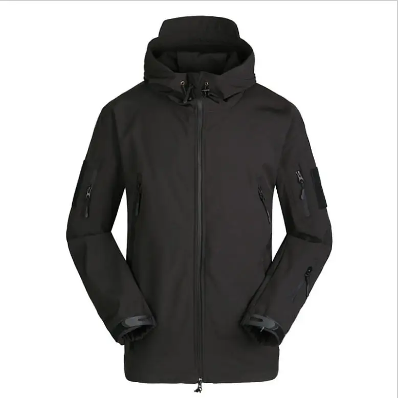 Уличная спортивная камуфляжная одежда для охоты для мужчин Акула кожа мягкая оболочка пальто скрытый TAD V4 Тактическая Военная весенняя куртка+ брючные костюмы - Цвет: Черный