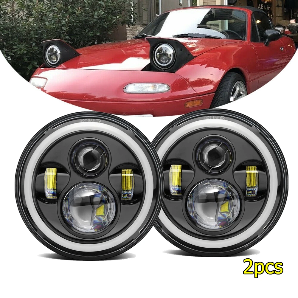 7 &quotсветодиодный фары Полный Halo Ангельские глазки огни для Мазда Miata MX5 H6024 90 97 Suzuki
