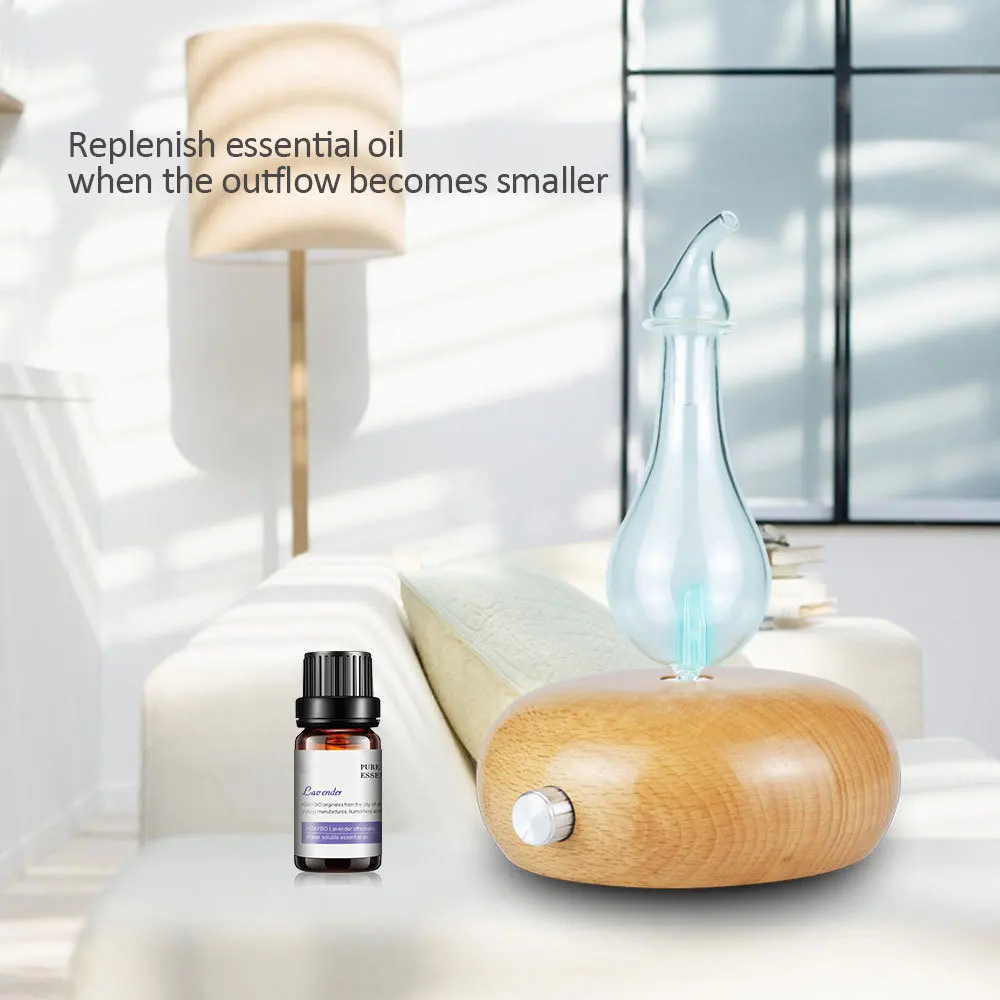 

Wooden Glass Aromatherapy Essential Oils Diffuser Air Nebulizer Humidifier Household Humidifier