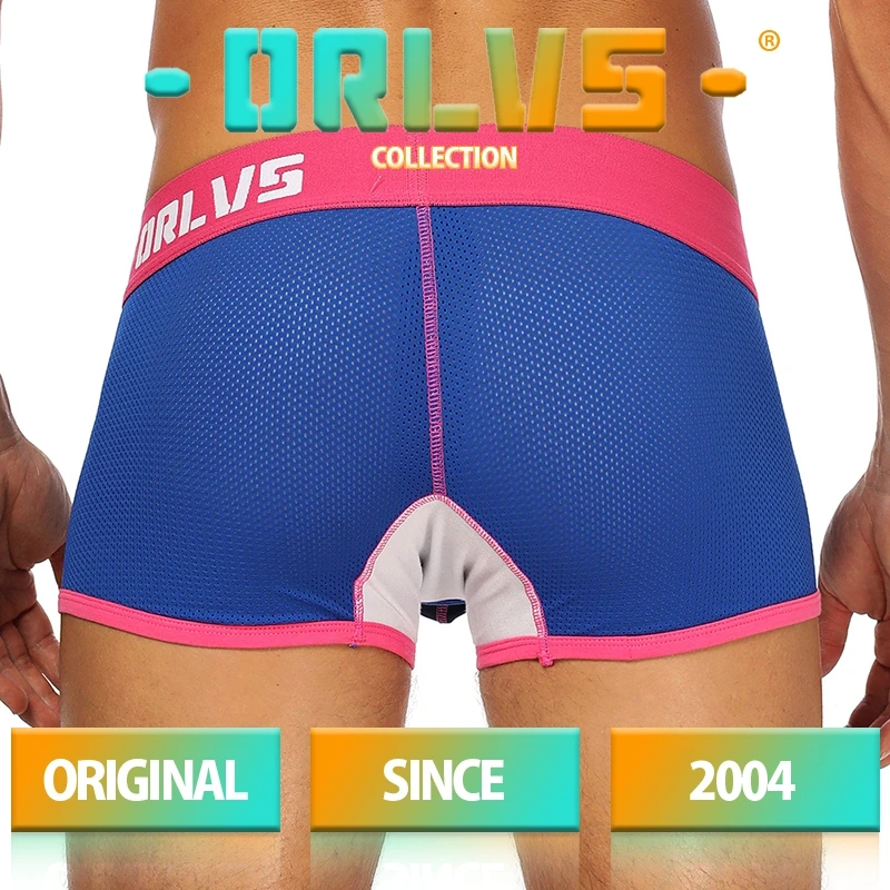 ORLVS фирменное Мужское нижнее белье мужские боксеры сетка дышащие cueca masculina трусы