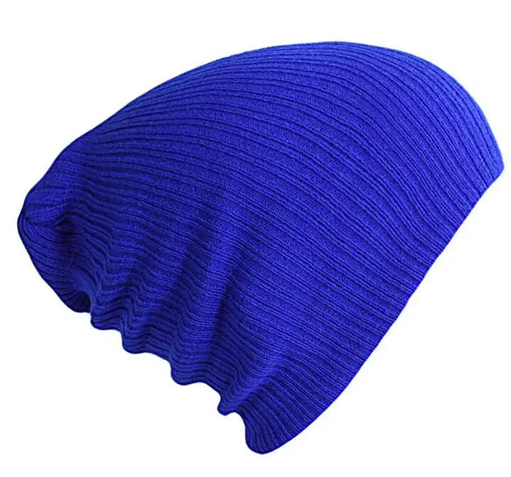 Solid Color Striped Woolen Hat Pullover Hat Cold Hat Knitted Hat