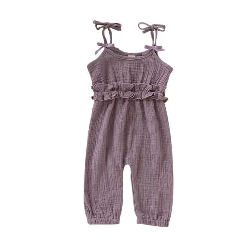 

2019 New Fashion Baby Girl Solid Jumpsuit Romper Playsuit Long Pants Trousers Outfits Set