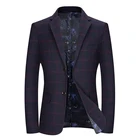 Брендовая одежда, мужской костюм, блейзер с принтом, приталенный Мужской Блейзер, куртка в китайском стиле, винтажные костюмы с принтом в клетку, роскошное официальное платье