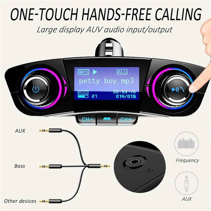 Автомобильный аудио MP3 плеер комплект громкой связи беспроводной Bluetooth FM передатчик ЖК Aux модулятор умный заряд двойной USB Автомобильное зарядное устройство Gagets