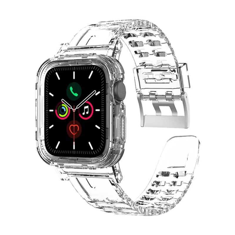 

Crystal Clear Silicone Sports Protective Case Transpare Band For Apple Watch Series 6 SE 5 4 3 2 1 42mm 44mm 38mm 40mm iWatch