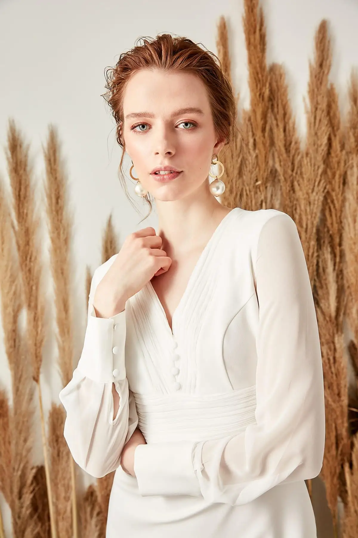 Trendyol экрю корсаж Деталь Платье TPRSS19BB0081 | Женская одежда