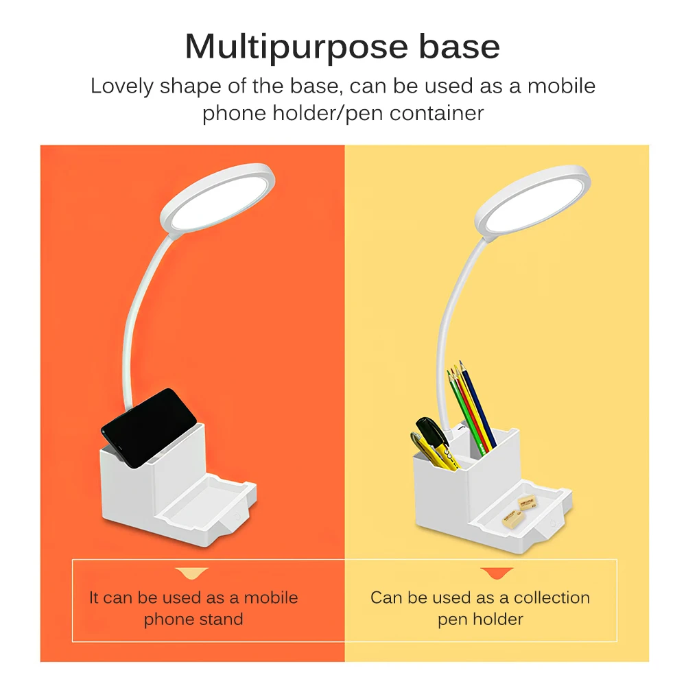 

2 In 1 Table Lamp Phone Holder Desk Lamp Bedside For Makeup Mirror Learning Eye Caring Led Lamp Multifunctional