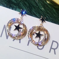 five star earrings multi layer flash rhinestone circle earrings korean temperament jewelry