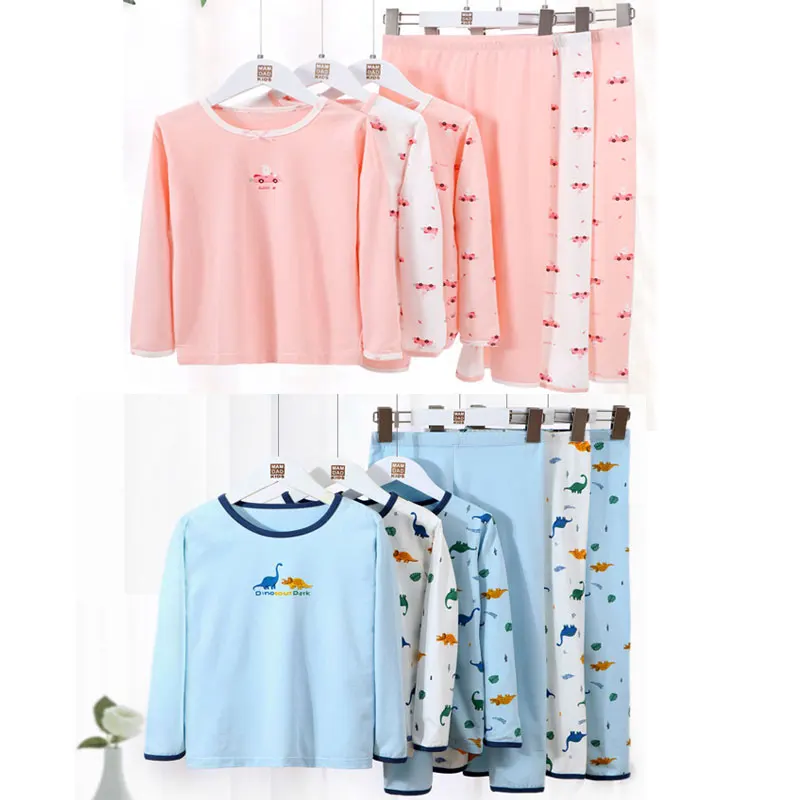

Children's Underwear Sets Cotton Boy Thermal Underwear Solid Pajamas For Girls Kids Sleepwear Teenager Pyjamas Set