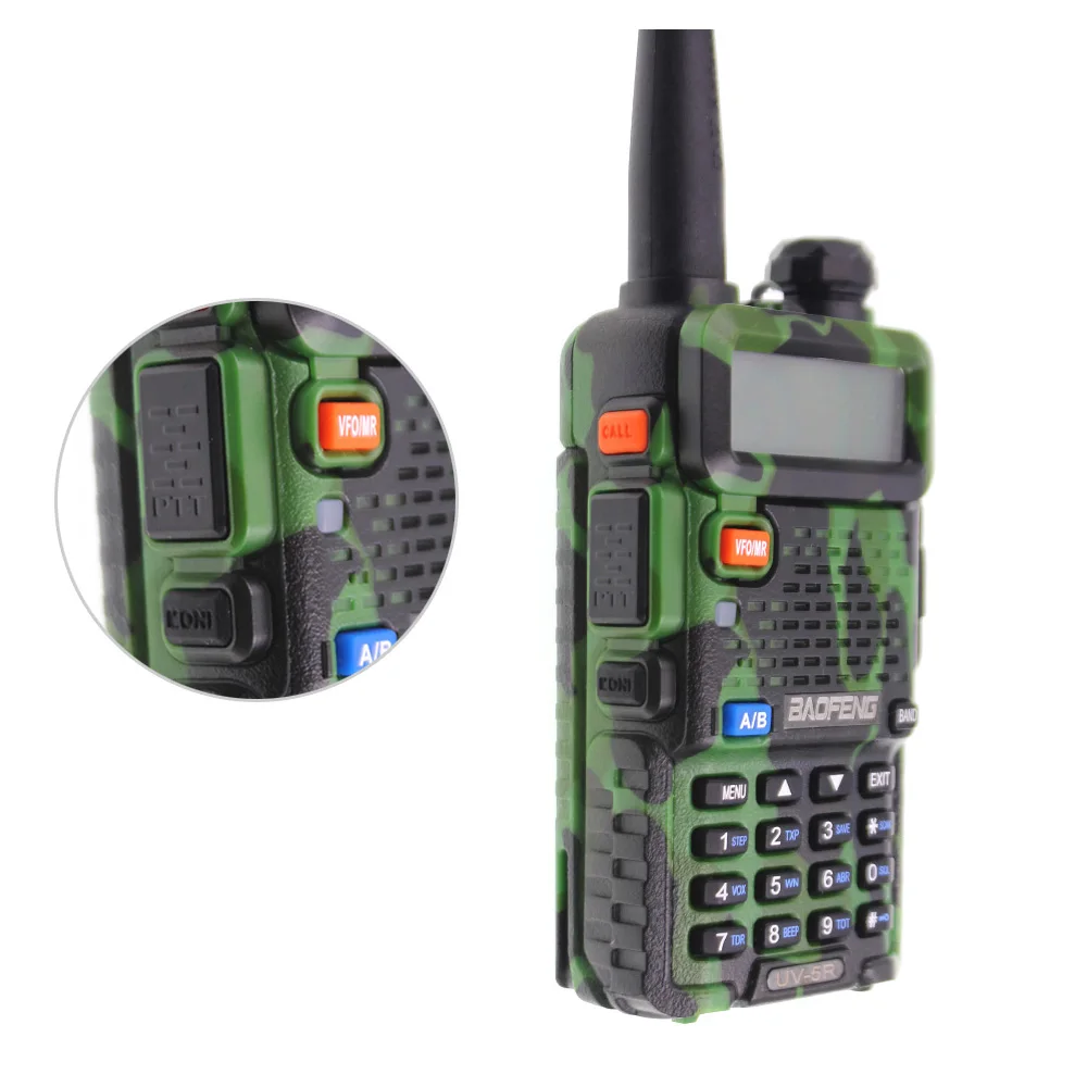 2 шт BaoFeng UV-5R Walkie Talkie Camo 5 Вт двухдиапазонный 136-174 МГц/400-520 МГц UV5R 128CH VOX фонарик FM трансивер для радиолюбителей