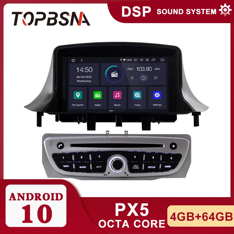 Автомобильный DVD-плеер DSP Android 10 0 для Renault Megane 3/Renault Fluence 2009-2015 GPS-навигация 1 Din радио