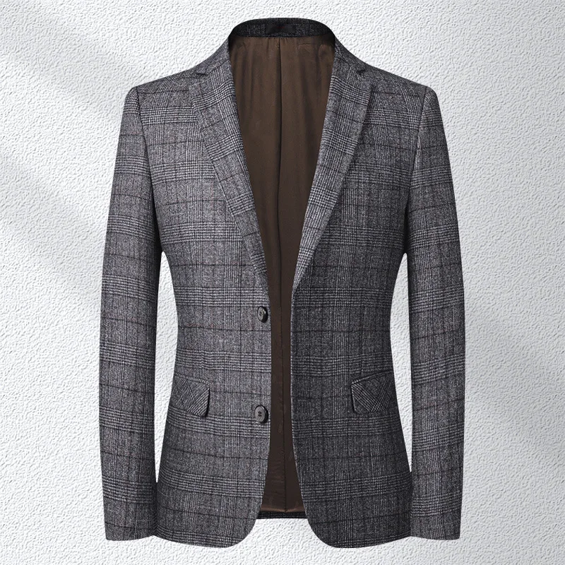 

BOLUBAO Fashion Men Blazer Brand Lined Solid Color Men's Slim Fit Suit High Quality Lattice Tuxedo Blazers Male
