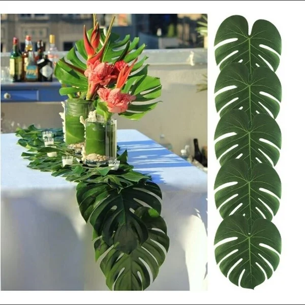 

12 шт. искусственные листья тропические Пальмовые Листья Имитация листьев для Гавайских Луау украшения для тематических вечеринок украшени...