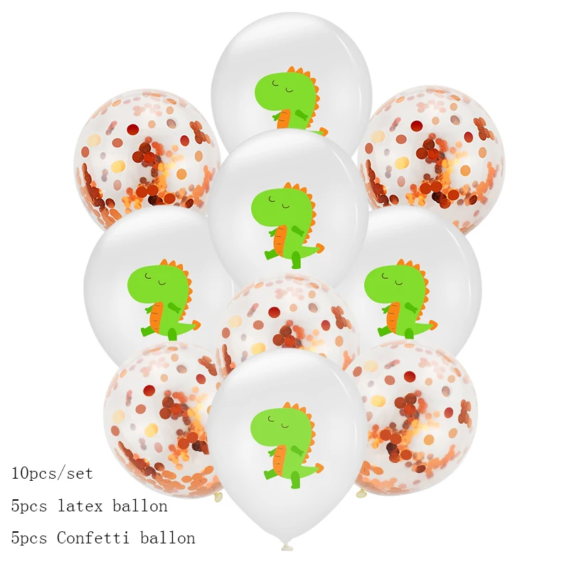 10pcs ballon Тематическая посуда с динозавром, украшение для дня рождения, Детская тарелка, чашки, шляпы, скатерть, воздушный шар, флаг, соломинка, вечерние принадлежности для детского душа - Цвет: 10pcs ballon