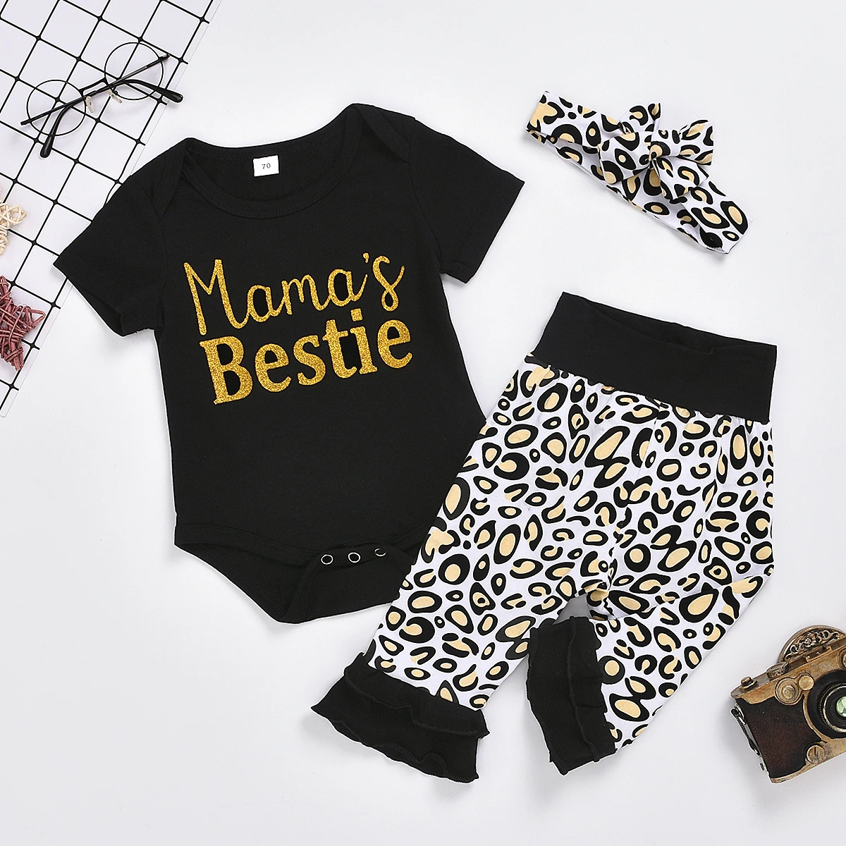 Комбинезон для новорожденных девочек летняя модная одежда леопардовые штаны