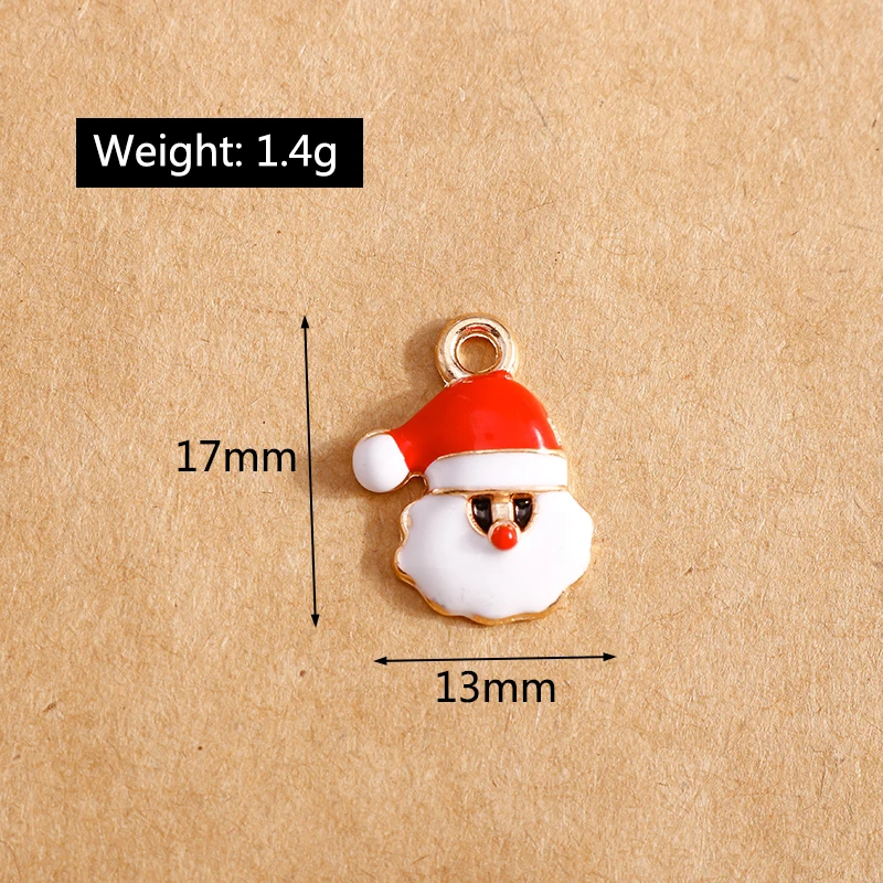 

10pcs 13*17mm Enamel Santa Claus Christmas Charms for Crafts Bracelets Necklaces Pendants DIY Jewelry Findings