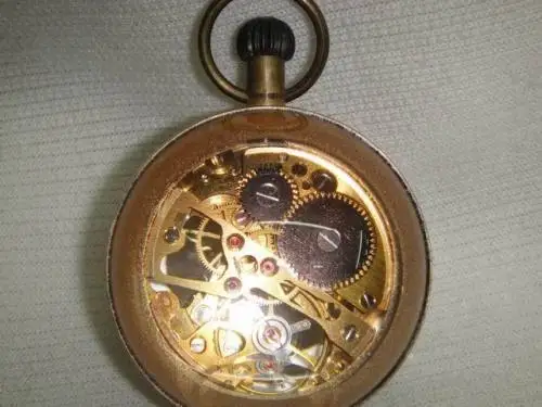 

WORKS CHINESE VINTAGE BRASS GLASS POCKET WATCH BALL CLOCK