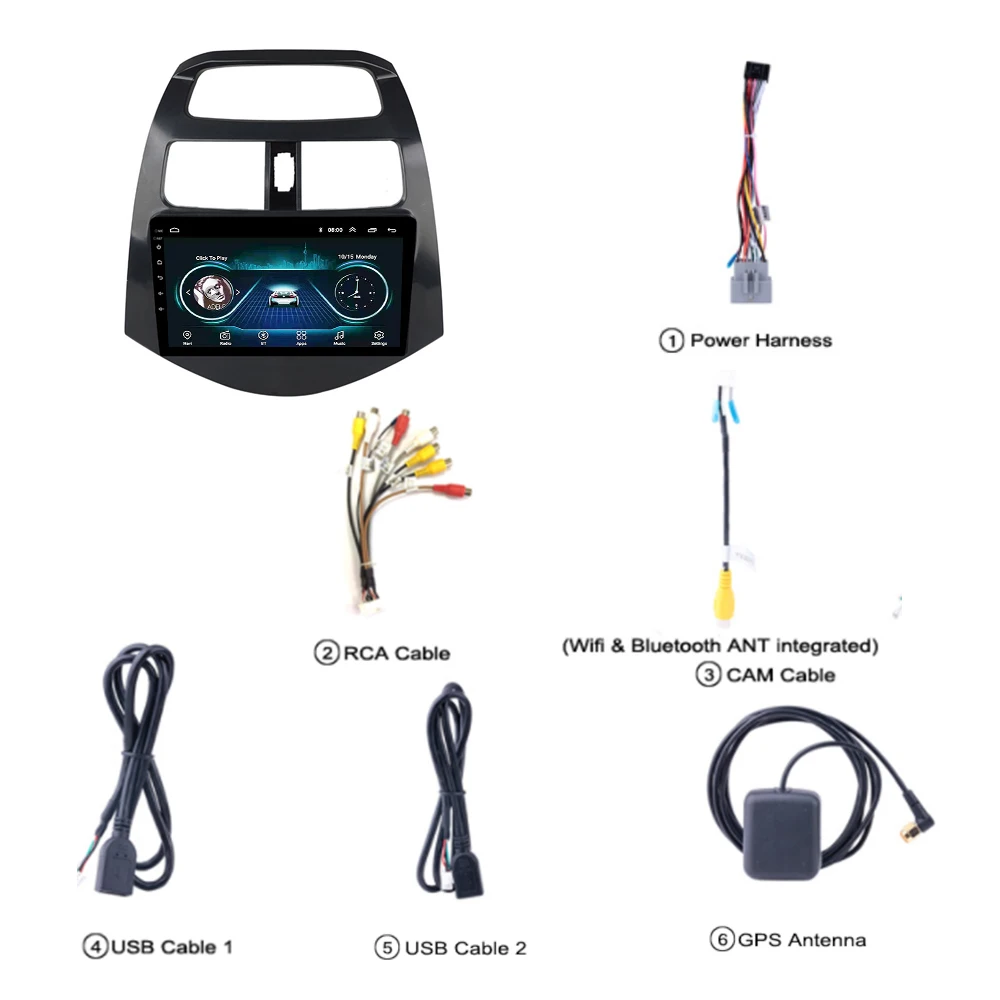 

For CHEVROLET Spark 2010-2015 2 Din Car Radio Android 8.1 9 Inch Touch Screen GPS Navigation Multimedia Player