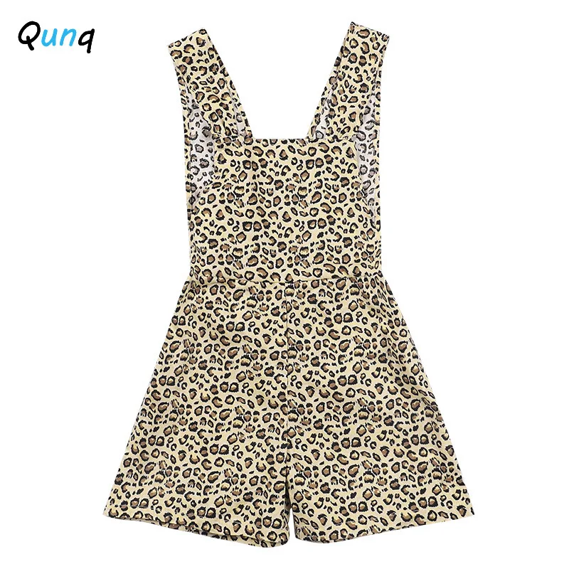 

Fashion Leopard Print Toddler Girl Romper 2021 New Summer Sleeveless Kids Jumpsuits for 1 2 3 4 5 Year Baby Children