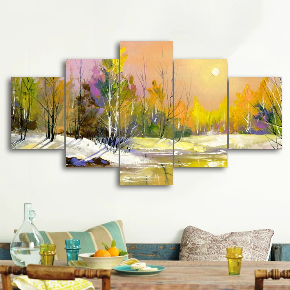 Laeacco теплые зимние солнечные картины на холсте украшение дома Настенные рисунки