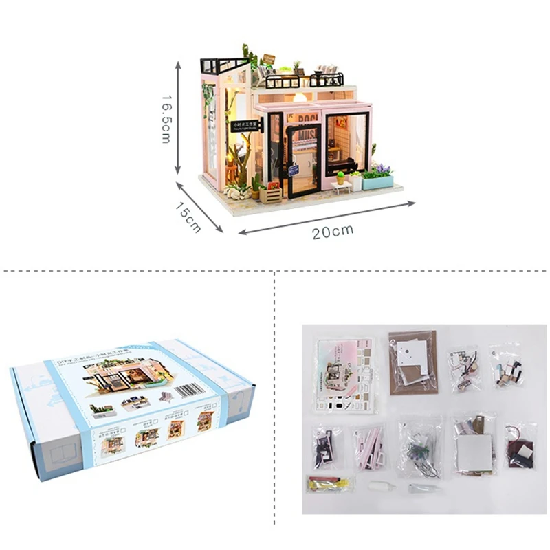 

Diy Dollhouse Wooden Doll Houses Miniature Doll House Furniture Kit Music Led Toys for Children Birthday Gift