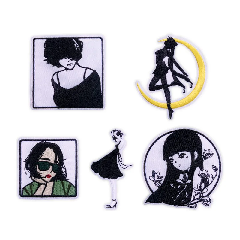 

Japanese Anime Beautiful Girl In the Moon Patches Iron On Cartoon Lady Appliques for Clothes Coat Decor