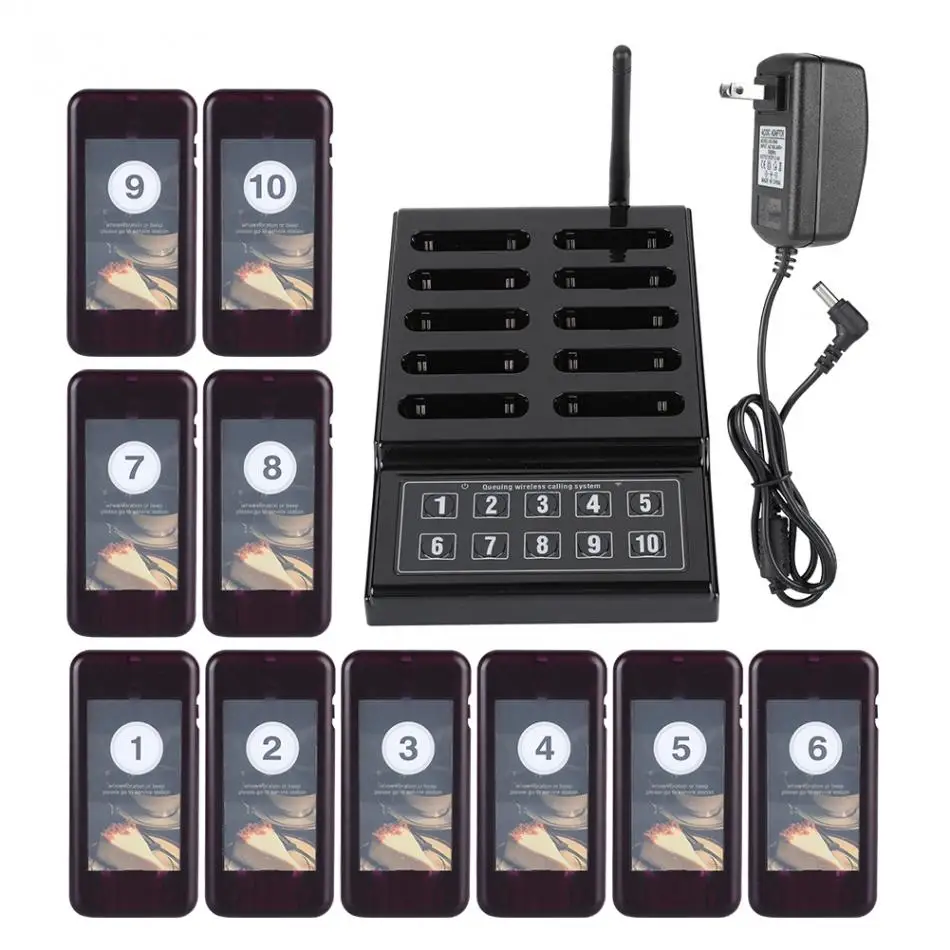 Ресторан пейджер Беспроводная система вызова подкачки очереди 10 зуммеров