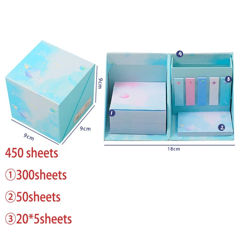 

450 Sheets of Multifunctional Deformable Memo Pads Pen Holders N-time Stickers Kawaii Sticky Notes School Office Stationery