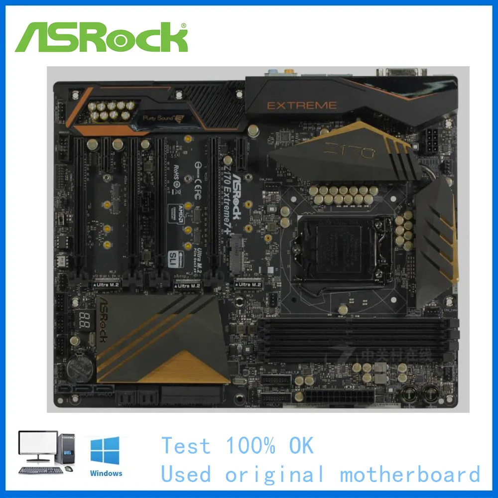 Материнская плата для компьютера ASRock Z170 Extreme 7 + материнская LGA 1151 DDR4 настольного