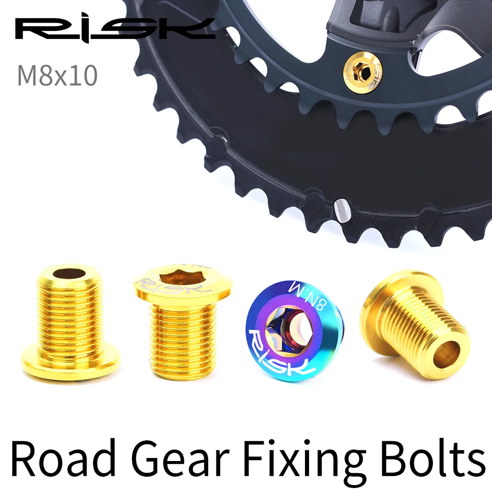 

RISK 4pcs/box Road Bike Bicycle M8x10 Chainring Chain Wheel Gear Fixing Bolts Screws Nuts For Most Cranksets 105/UT6800/R8000/DA