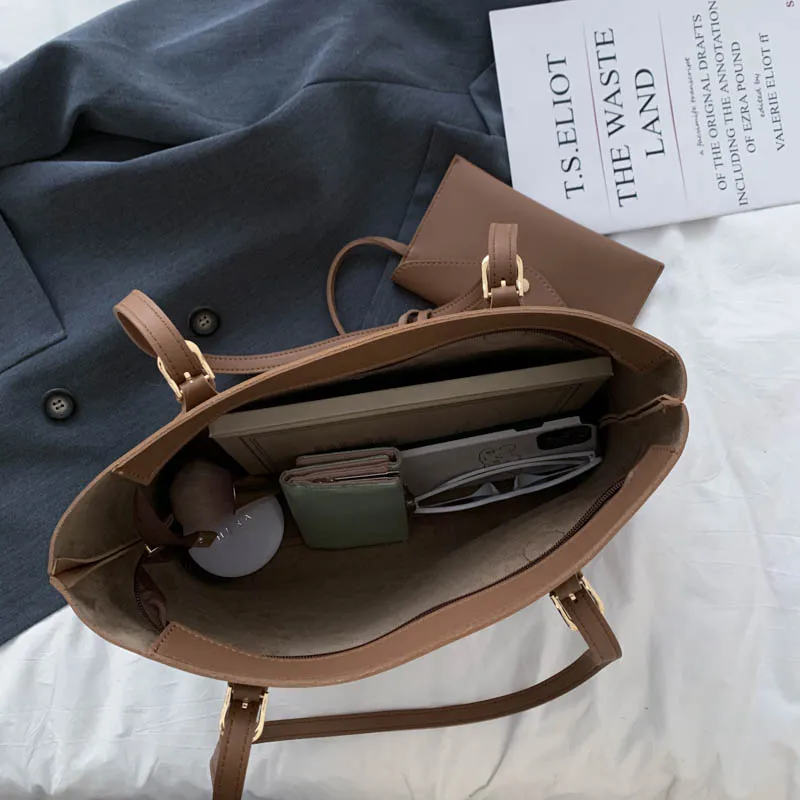 Женские сумки через плечо вместительная кожаная сумка на ремне с кошельком для