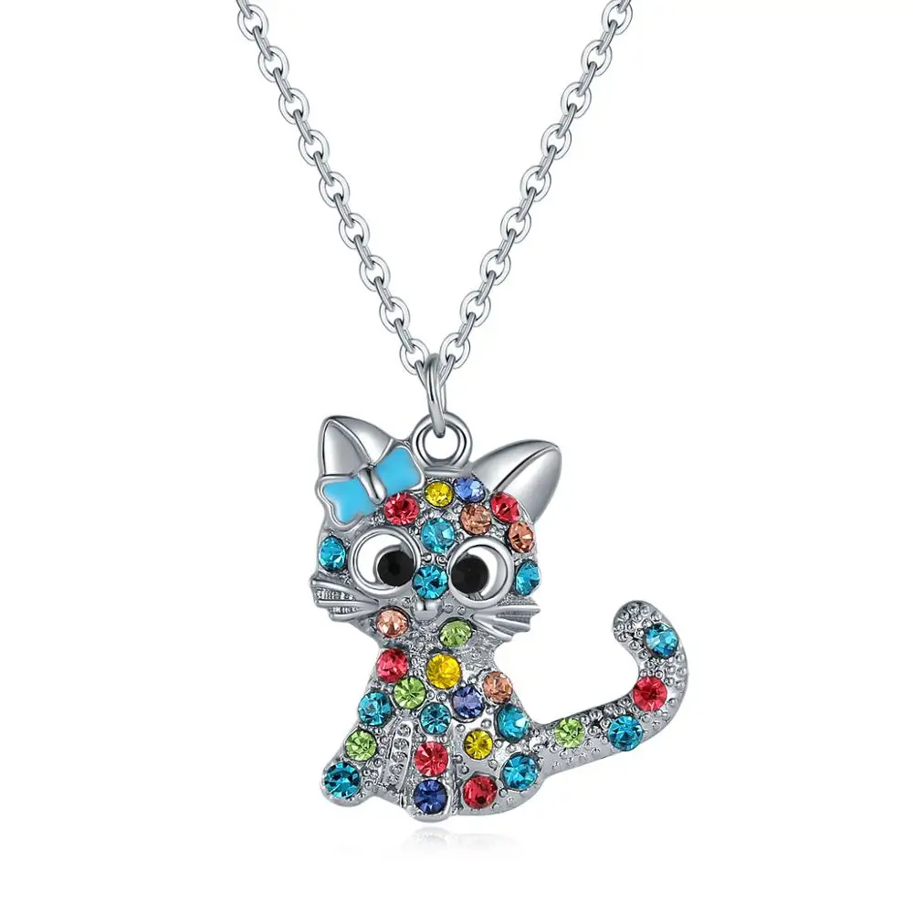 Стразы красивое колье с котом трендовая цепочка для женщин Lucky Pet Подвеска