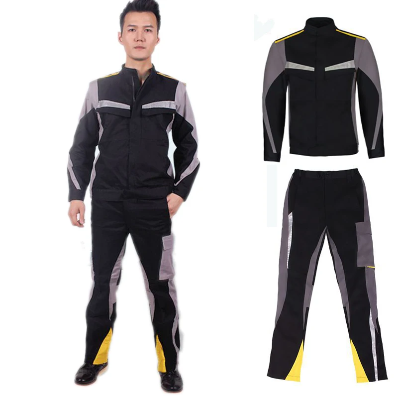 

Work clothing for men HI Icontrast color protective coveralls auto repairman working uniforms Plus Size working coveralls