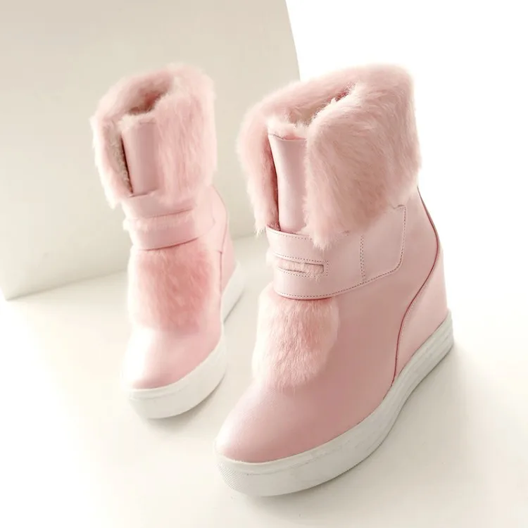Big Size boots women shoes ankle for ladies Hair buckles add height inside the skin | Обувь