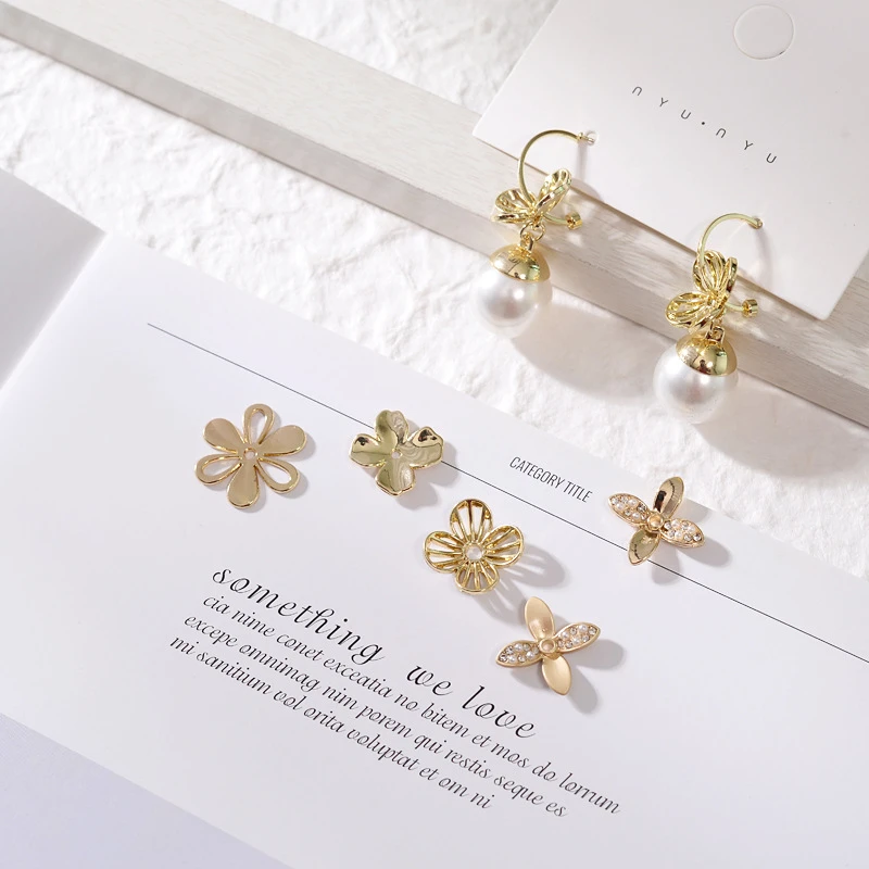 

10Pcs Perforated Flowers Pearl Charms Pendants For DIY Handmade Earrings Necklace Jewelry Making Supplies Material Accessories