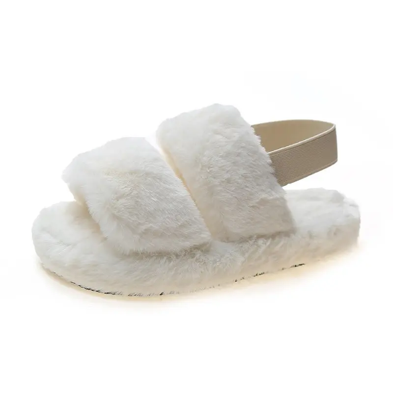 

Girls Shoes Furry Slippers Women Fashion Winter Indoor Plush Slippers Solid House Shoes Flufy Slides Female Casual Shoes