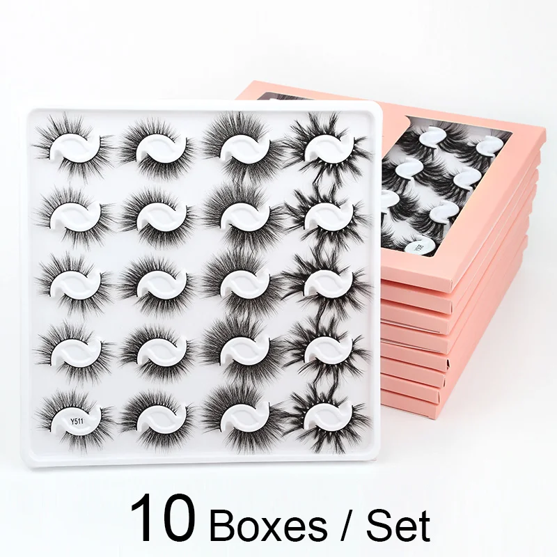 

SHIDISHANGPIN 10 Boxes False Eyelashes 3D Faux Mink Lashes Natural Look Wispy Fake Eye Lash Fluffy Volume Long Thick Lashes Pack