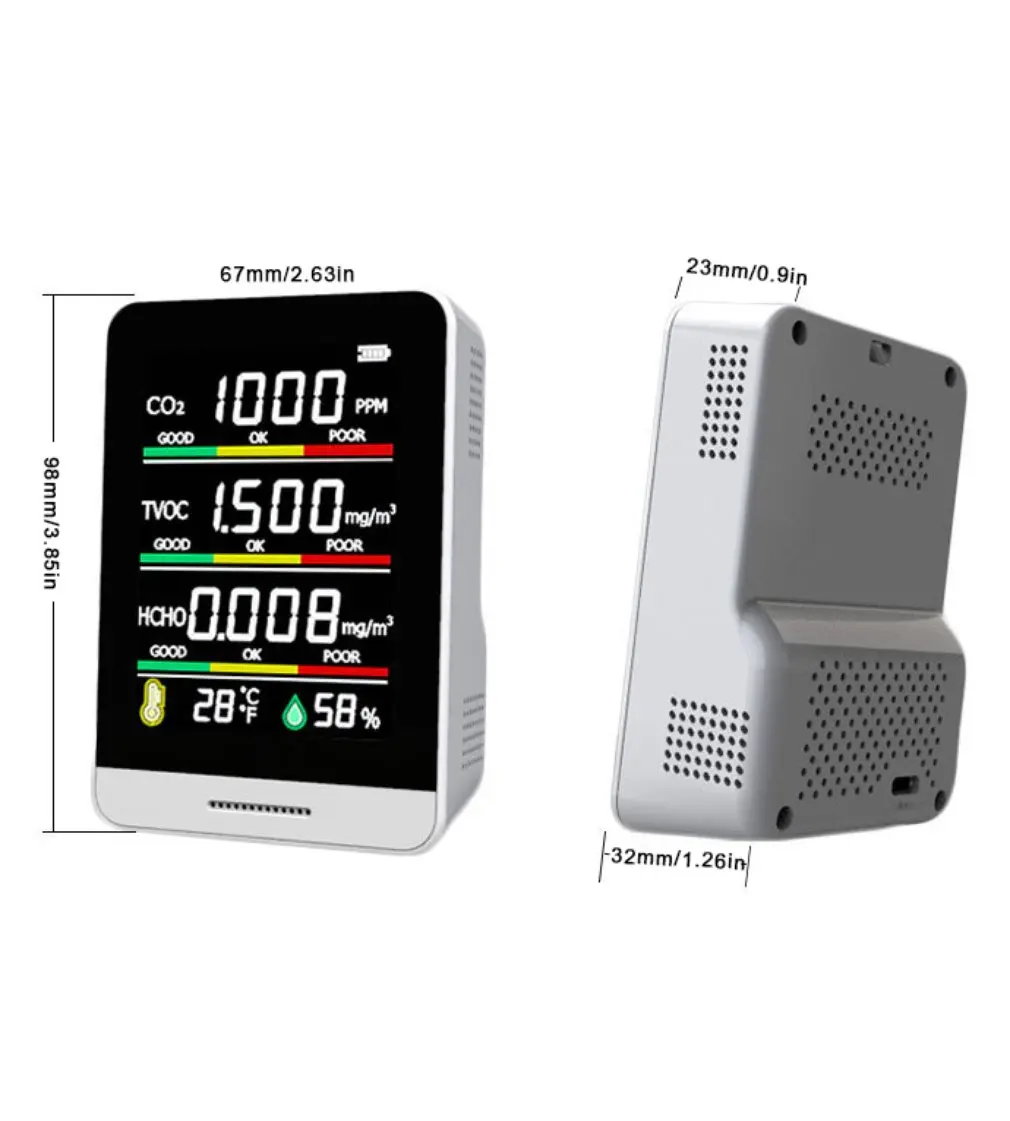 

Carbon Dioxide Detector Portable Air Quality Detector Temperature And Humidity Detection Formaldehyde Detector