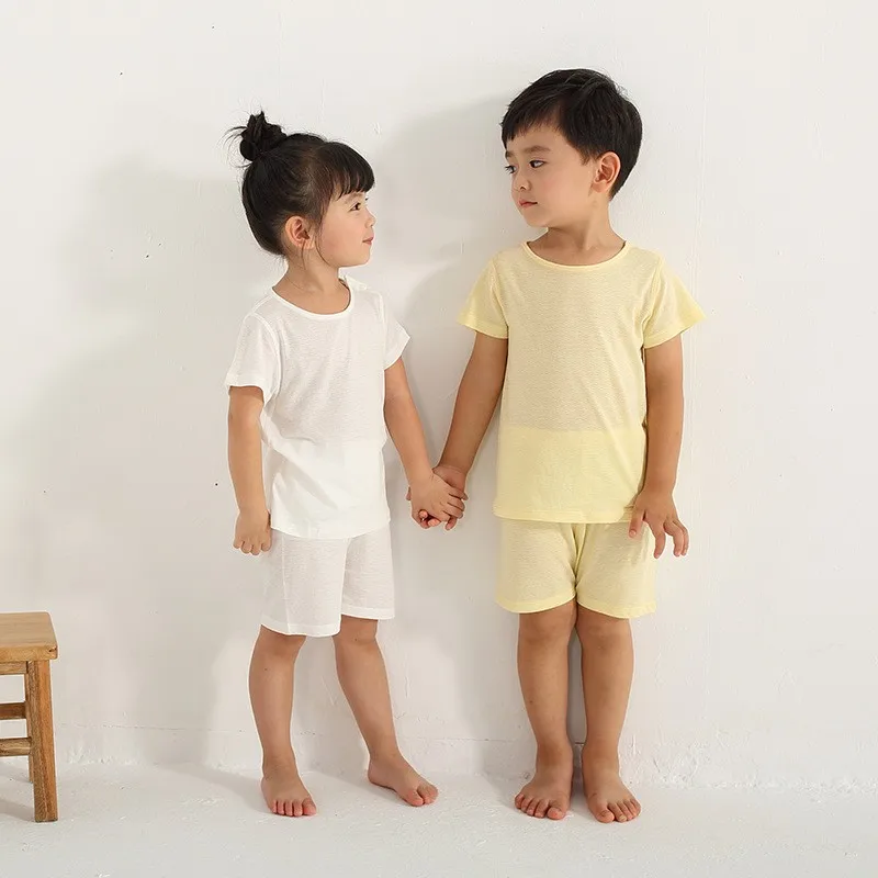 Детский комплект нижнего белья Летний Новый Мужской и Женский дышащий костюм из