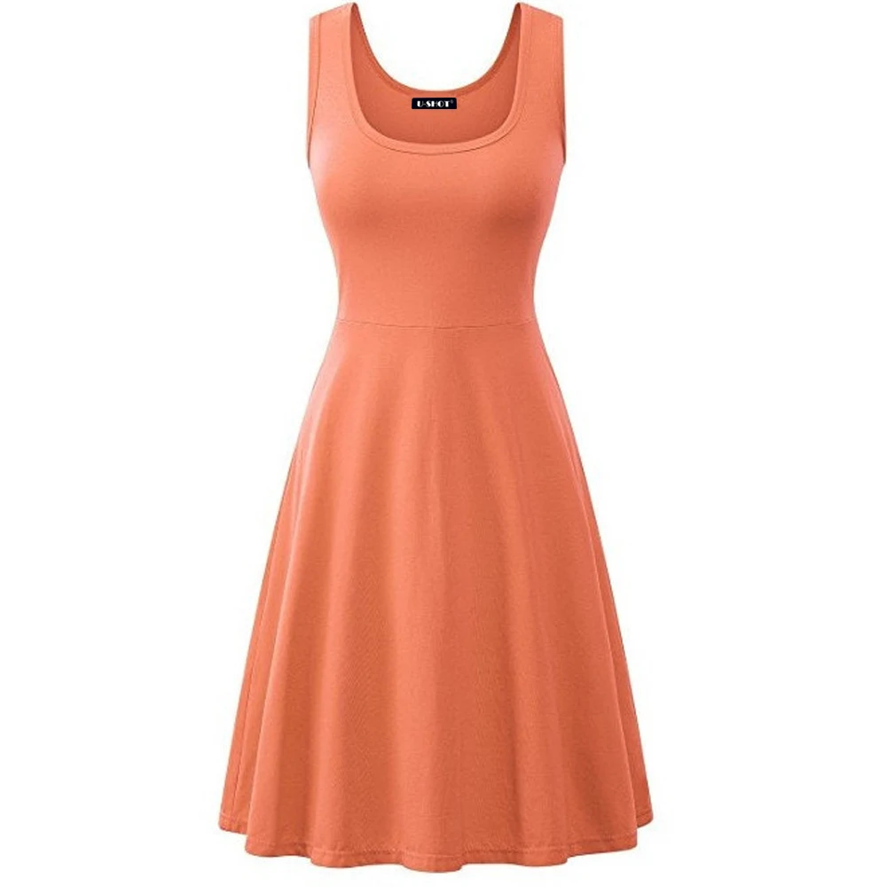 Платье До Колена без рукавов с высокой талией ТРАПЕЦИЕВИДНОЕ тонкое платье