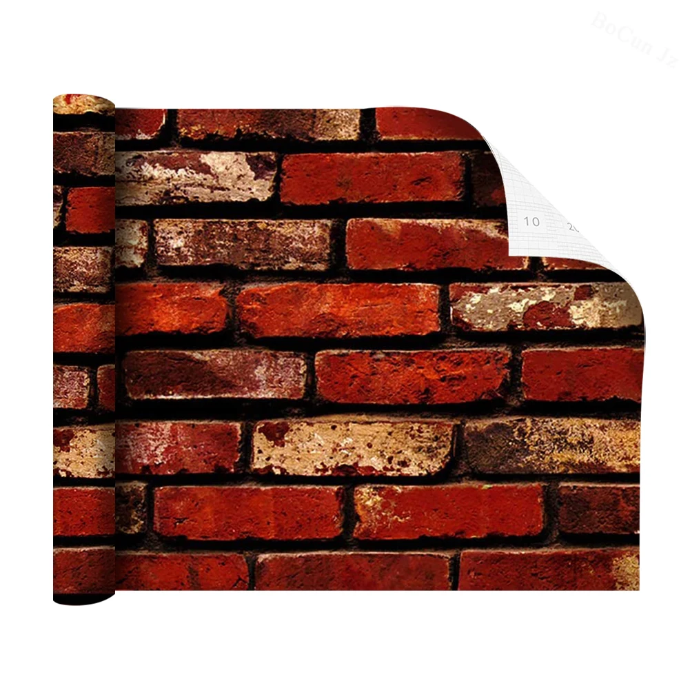 3D Красная кирпичная стена самоклеющиеся и съемные настенные палочки для