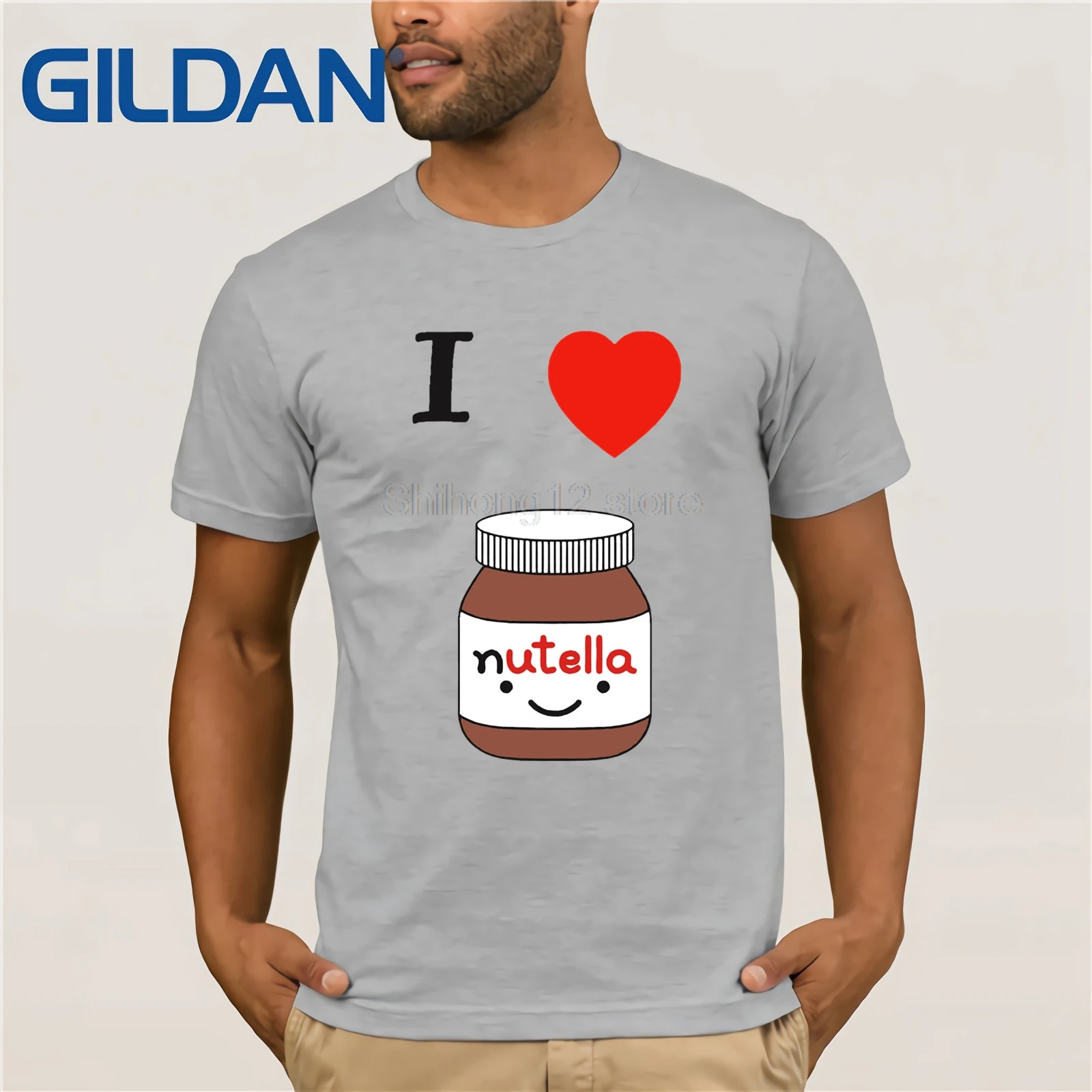 Gildan футболка 2019 модная мужская Футболка gildan I LOVE NUTELLA премиум класса|Мужские