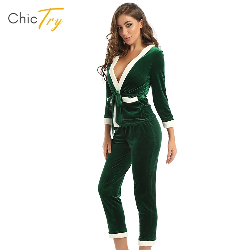 

Женские зимние теплые Фланелевая Пижама пижамные комплекты с длинными рукавами и карманами кардиган топы, Штаны Мягкая одежда для сна на Ро...