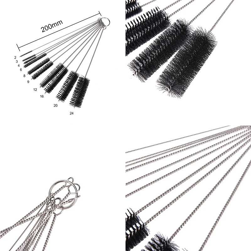 10 Nylon Stainless Steel Cleaners Cleaning Brushes For Tobacco Pipe Airbrush | Дом и сад