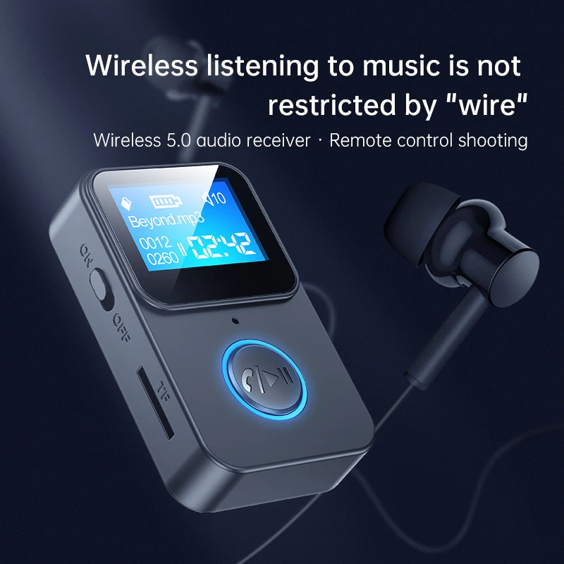 Аудиоприемник Bluetooth 5 0 с ЖК дисплеем TF картой mp3 плеером 3 мм AUX стерео Музыкальный