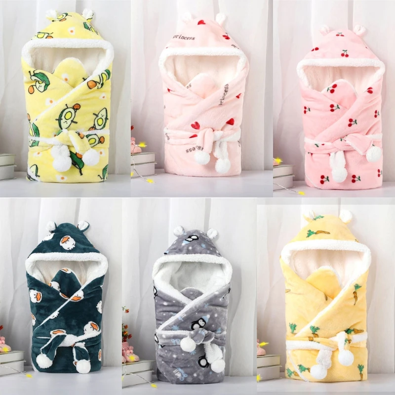 

Winter Baby Boys Girls Blanket Wrap Double Layer Fleece Baby Swaddle Sleeping Bag For Newborns Baby Bedding