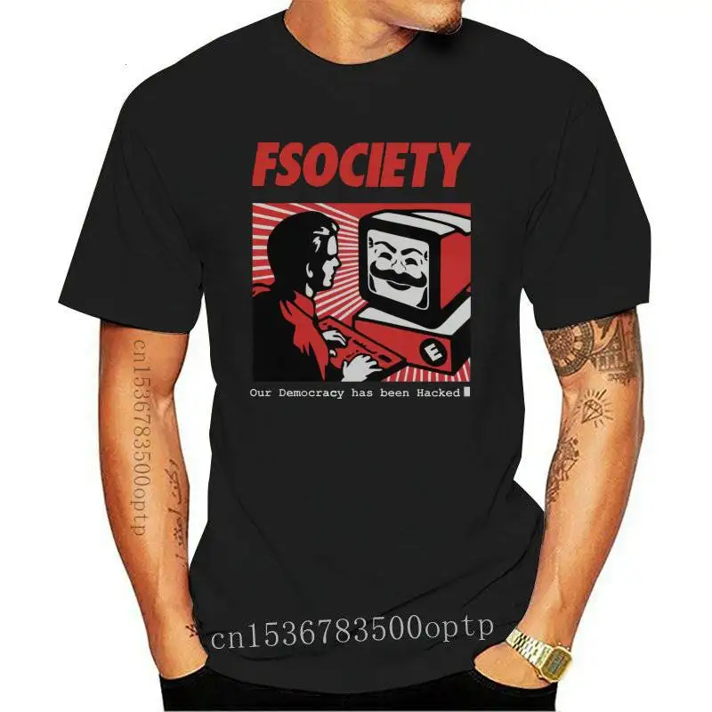 

New Funny Mr Robot T Shirt Men 100% Cotton FSociety T-shirt Short-Sleeve F Society Hacker Tee Tops Fashion Geek Tshirt Clothing