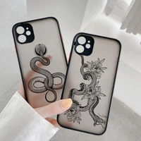 snake black matte phone case for iphone 12 mini 11 pro max x xr xs max for iphone se 2020 6s 7 8 plus shockproof back covers