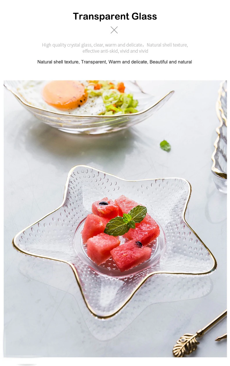 Пномпень прозрачная стеклянная посуда обеденные тарелки десертные тарелки Посуда с изображениями фруктов Свадебные украшения посуда