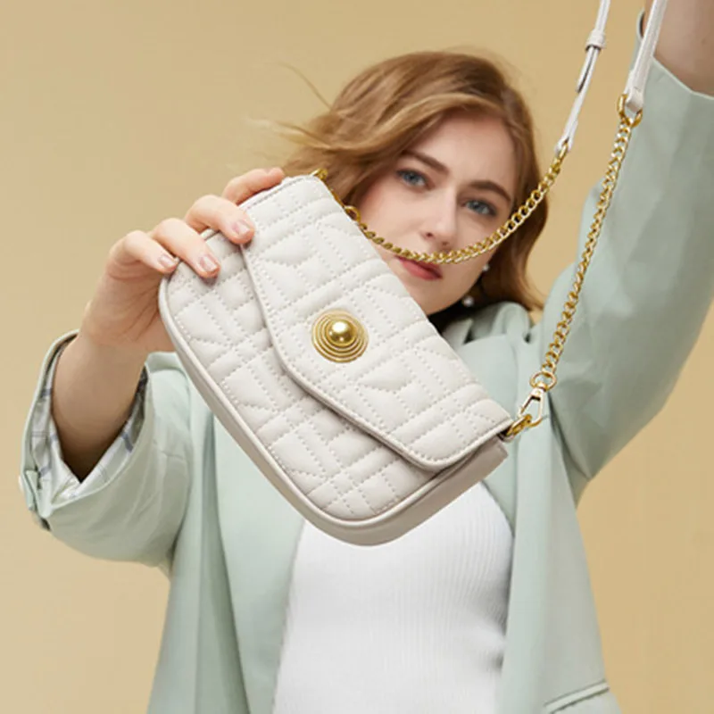 

Сумка на плечо Женская на цепочке, миниатюрный модный роскошный саквояж кросс-боди на молнии, Винтажная сумочка-тоут с клапаном
